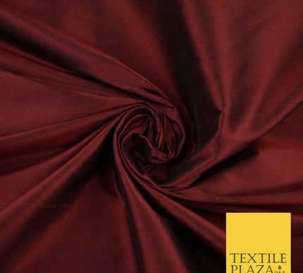 MAROON BURGUNDY Luxury 100% PURE Plain Dupion Raw Silk Handloom Dress Fabric 8425