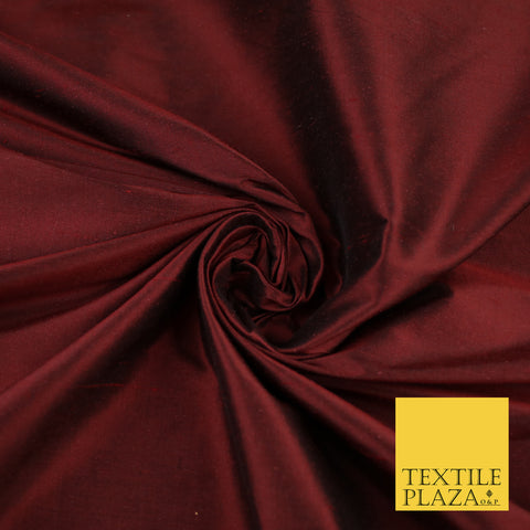 MAROON BURGUNDY Luxury 100% PURE Plain Dupion Raw Silk Handloom Dress Fabric 8425