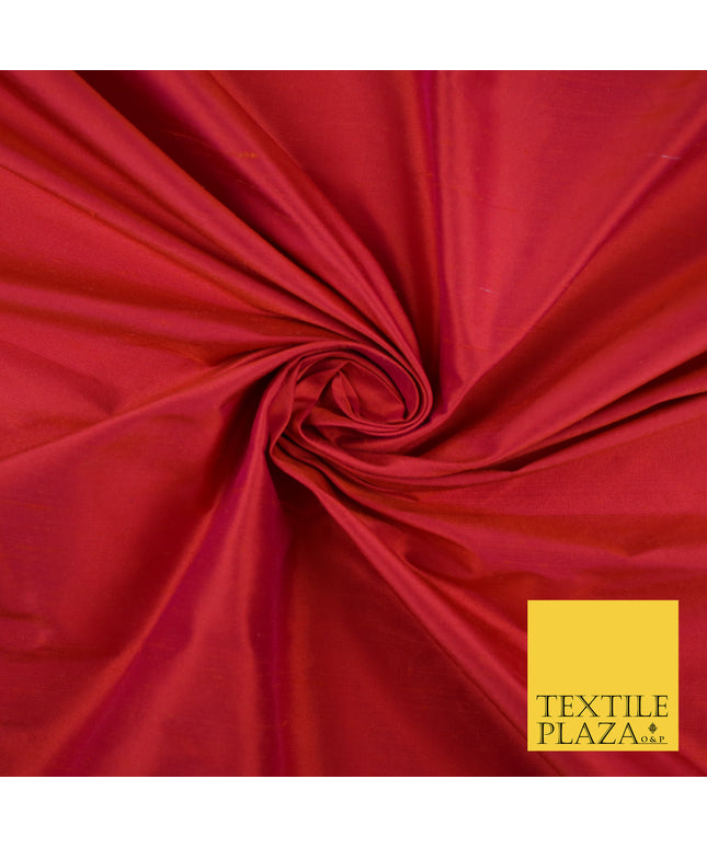 CORAL SHOT PINK Luxury 100% PURE Plain Dupion Raw Silk Handloom Dress Fabric 8428