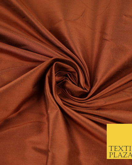 RUST Luxury 100% PURE Plain Dupion Raw Silk Handloom Dress Fabric 8430