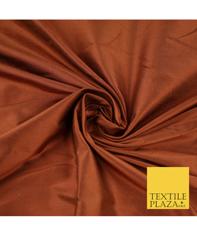 RUST Luxury 100% PURE Plain Dupion Raw Silk Handloom Dress Fabric 8430