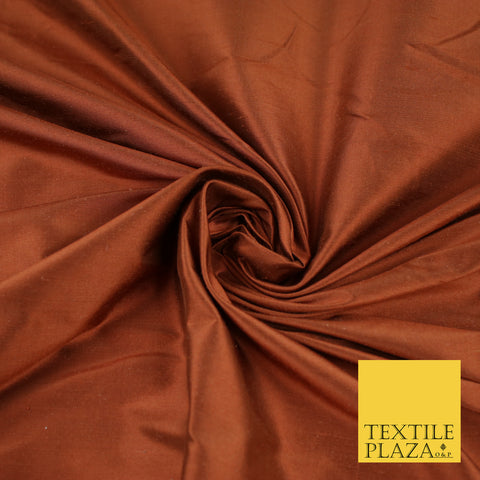 RUST Luxury 100% PURE Plain Dupion Raw Silk Handloom Dress Fabric 8430
