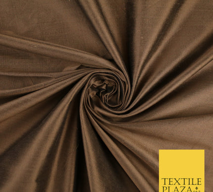 BROWN Luxury 100% PURE Plain Dupion Raw Silk Handloom Dress Fabric 8436