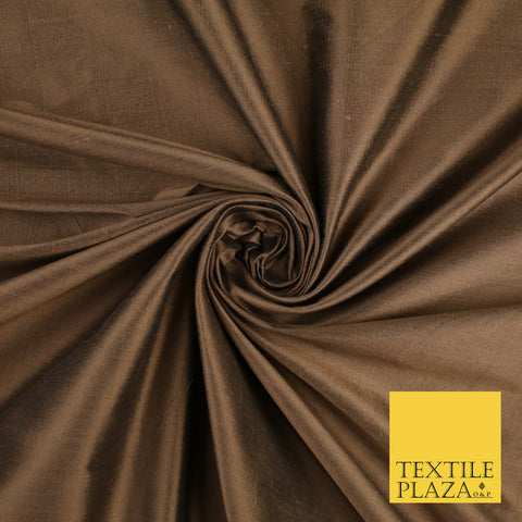 BROWN Luxury 100% PURE Plain Dupion Raw Silk Handloom Dress Fabric 8436