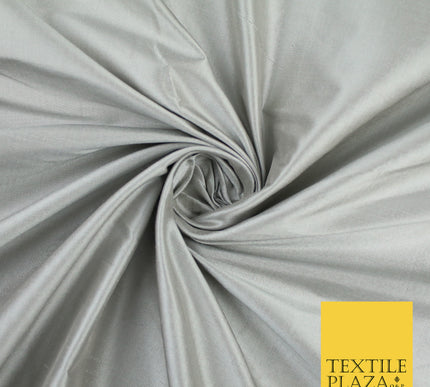 SILVER Luxury 100% PURE Plain Dupion Raw Silk Handloom Dress Fabric 8439