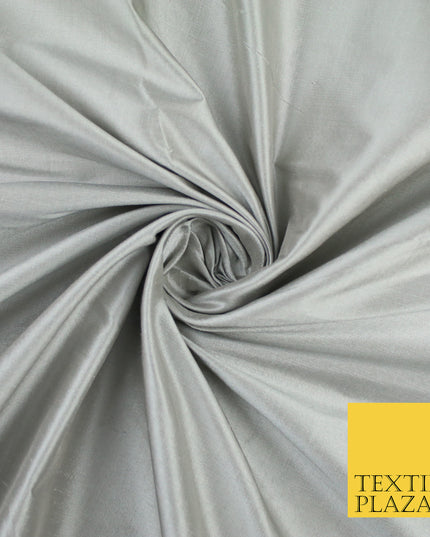 SILVER Luxury 100% PURE Plain Dupion Raw Silk Handloom Dress Fabric 8439