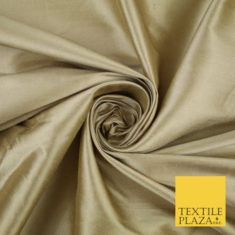 BISCUIT GOLD Luxury 100% PURE Plain Dupion Raw Silk Handloom Dress Fabric 8446