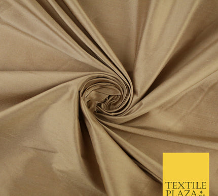 LATTE GOLD Luxury 100% PURE Plain Dupion Raw Silk Handloom Dress Fabric 8447