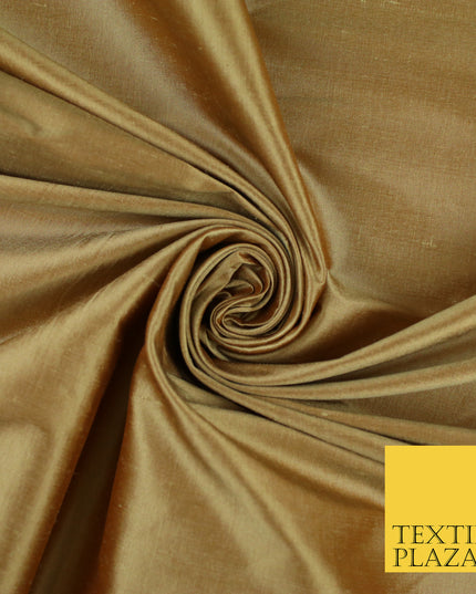 GOLD SHOT RUST Luxury 100% PURE Plain Dupion Raw Silk Handloom Dress Fabric 8449