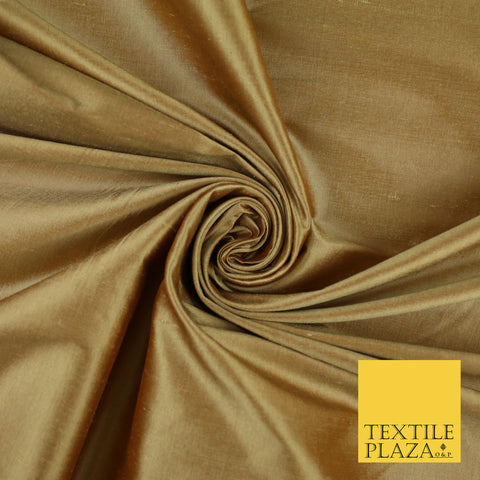 GOLD SHOT RUST Luxury 100% PURE Plain Dupion Raw Silk Handloom Dress Fabric 8449