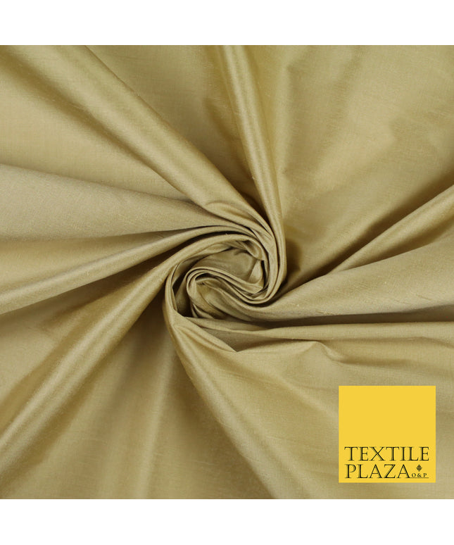 NATURAL GOLD Luxury 100% PURE Plain Dupion Raw Silk Handloom Dress Fabric 8450