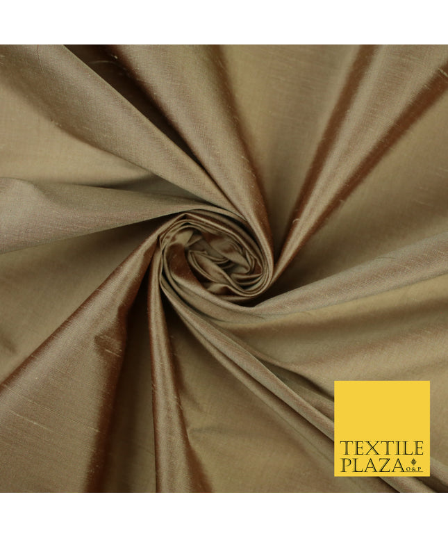 GOLD SHOT RED Luxury 100% PURE Plain Dupion Raw Silk Handloom Dress Fabric 8452