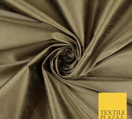 GOLD SHOT BLACK Luxury 100% PURE Plain Dupion Raw Silk Handloom Dress Fabric 8453