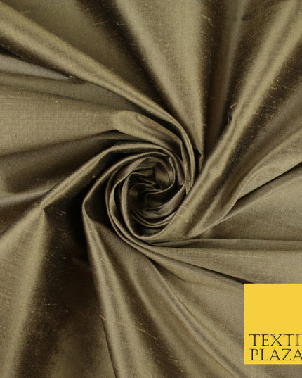 GOLD SHOT BLACK Luxury 100% PURE Plain Dupion Raw Silk Handloom Dress Fabric 8453