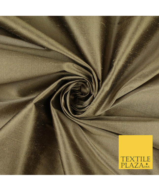GOLD SHOT BLACK Luxury 100% PURE Plain Dupion Raw Silk Handloom Dress Fabric 8453