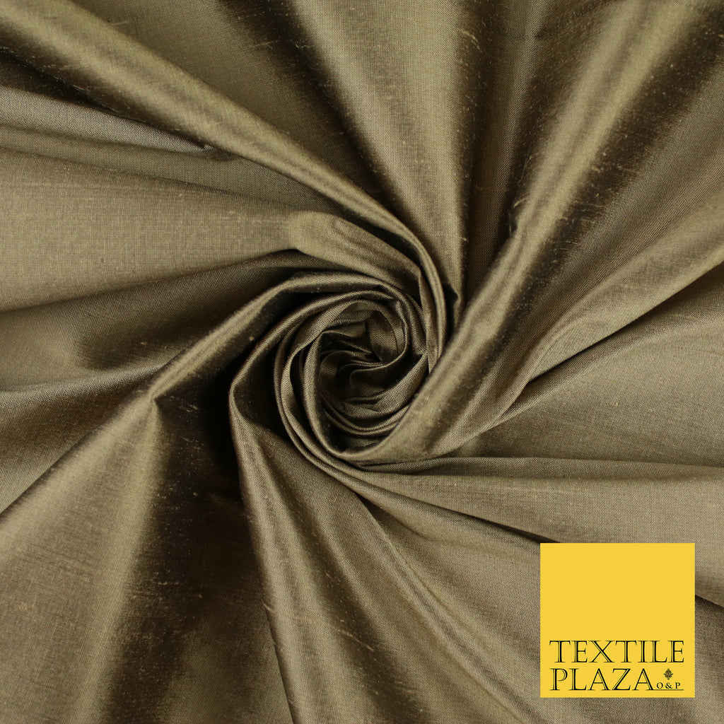 GOLD SHOT BLACK Luxury 100% PURE Plain Dupion Raw Silk Handloom Dress Fabric 8453