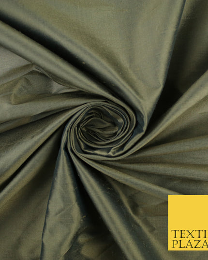 GOLD SHOT BLUE Luxury 100% PURE Plain Dupion Raw Silk Handloom Dress Fabric 8454