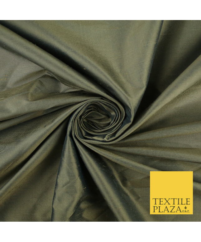 GOLD SHOT BLUE Luxury 100% PURE Plain Dupion Raw Silk Handloom Dress Fabric 8454