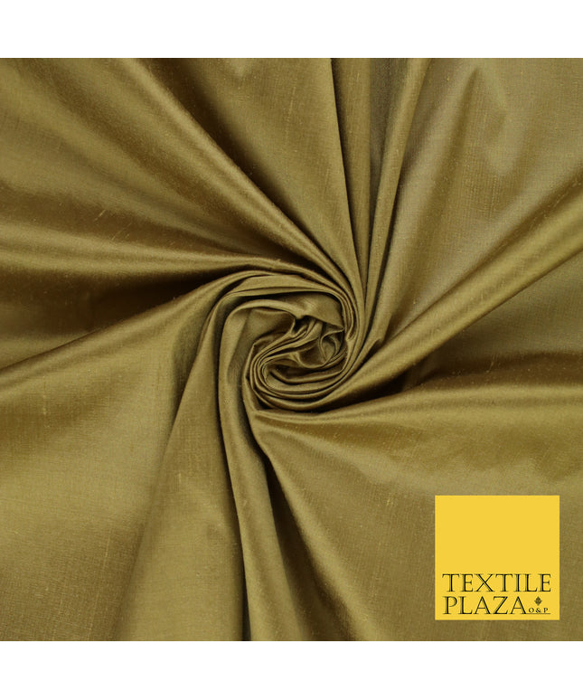 GOLD Luxury 100% PURE Plain Dupion Raw Silk Handloom Dress Fabric 8455