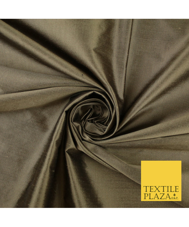 DARK ANTIQUE GOLD Luxury 100% PURE Plain Dupion Raw Silk Handloom Dress Fabric 8456