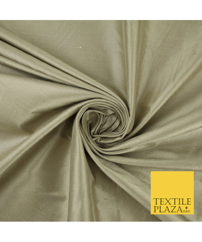 LIGHT ANTIQUE GOLD Luxury 100% PURE Plain Dupion Raw Silk Handloom Dress Fabric 8457