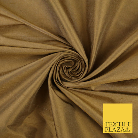 CARAMEL GOLD Luxury 100% PURE Plain Dupion Raw Silk Handloom Dress Fabric 8458