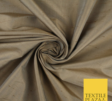 GOLD SHOT SILVER Luxury 100% PURE Plain Dupion Raw Silk Handloom Dress Fabric 8459