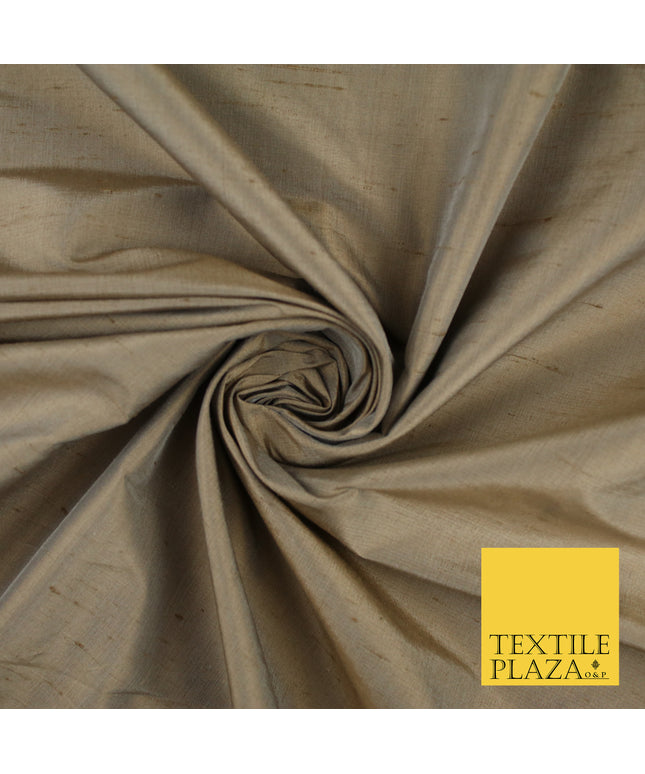 GOLD SHOT SILVER Luxury 100% PURE Plain Dupion Raw Silk Handloom Dress Fabric 8459