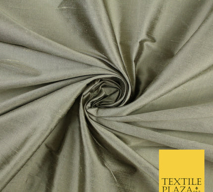 TAUPE GOLD SHOT BLACK Luxury 100% PURE Plain Dupion Raw Silk Handloom Dress Fabric 8461