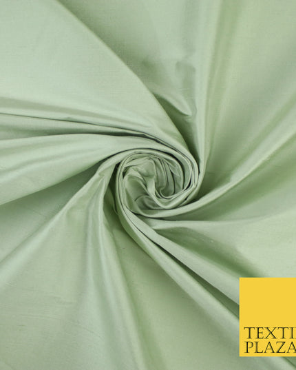 PASTEL MINT GREEN Luxury 100% PURE Plain Dupion Raw Silk Handloom Dress Fabric 8463