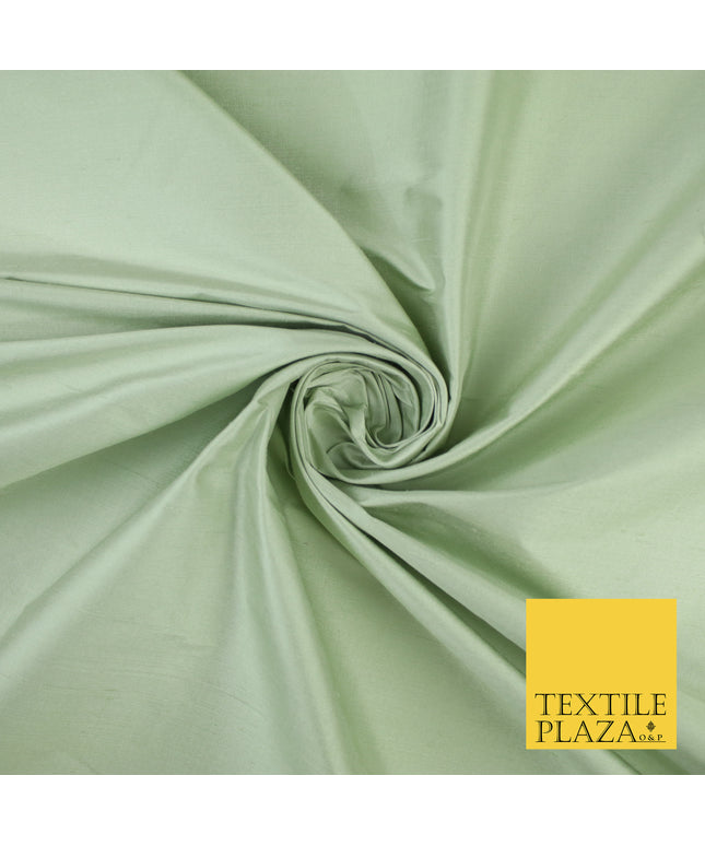 PASTEL MINT GREEN Luxury 100% PURE Plain Dupion Raw Silk Handloom Dress Fabric 8463