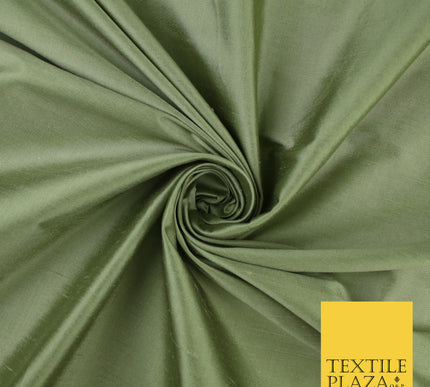 SAGE GREEN Luxury 100% PURE Plain Dupion Raw Silk Handloom Dress Fabric 8464