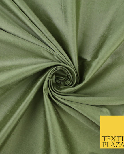 SAGE GREEN Luxury 100% PURE Plain Dupion Raw Silk Handloom Dress Fabric 8464