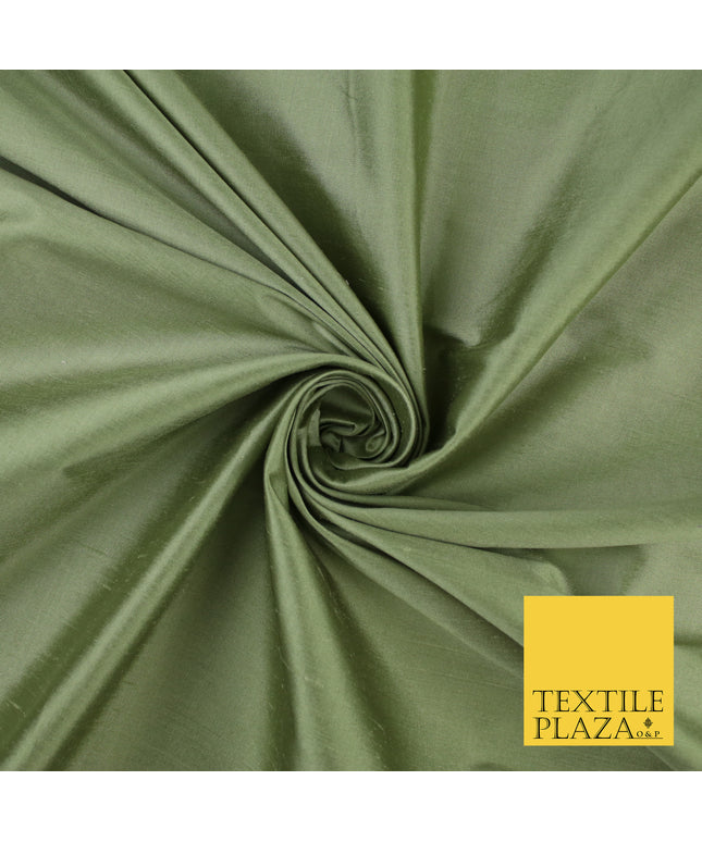SAGE GREEN Luxury 100% PURE Plain Dupion Raw Silk Handloom Dress Fabric 8464