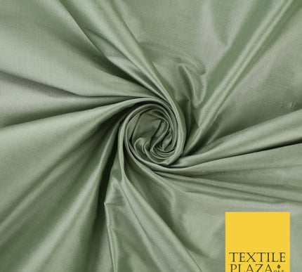 LICHEN GREEN Luxury 100% PURE Plain Dupion Raw Silk Handloom Dress Fabric 8465