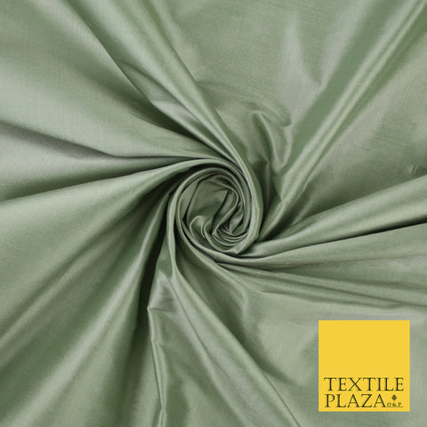 LICHEN GREEN Luxury 100% PURE Plain Dupion Raw Silk Handloom Dress Fabric 8465
