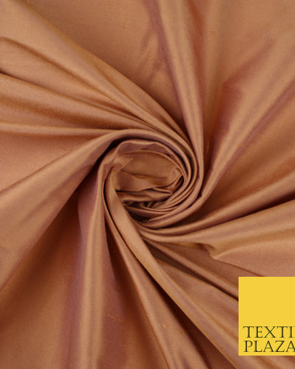 PEACH SHOT LILAC Luxury 100% PURE Plain Dupion Raw Silk Handloom Dress Fabric 8469