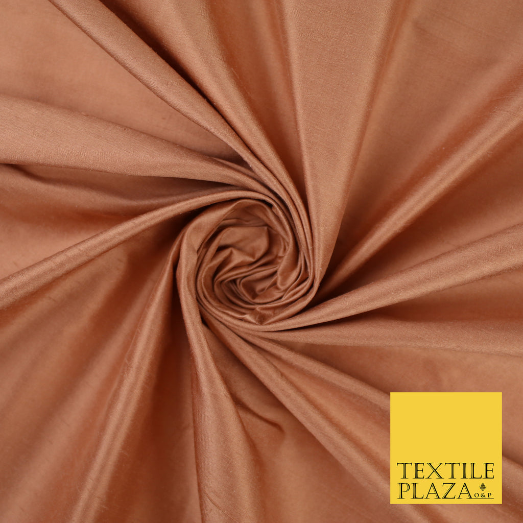 SALMON PEACH Luxury 100% PURE Plain Dupion Raw Silk Handloom Dress Fabric 8470