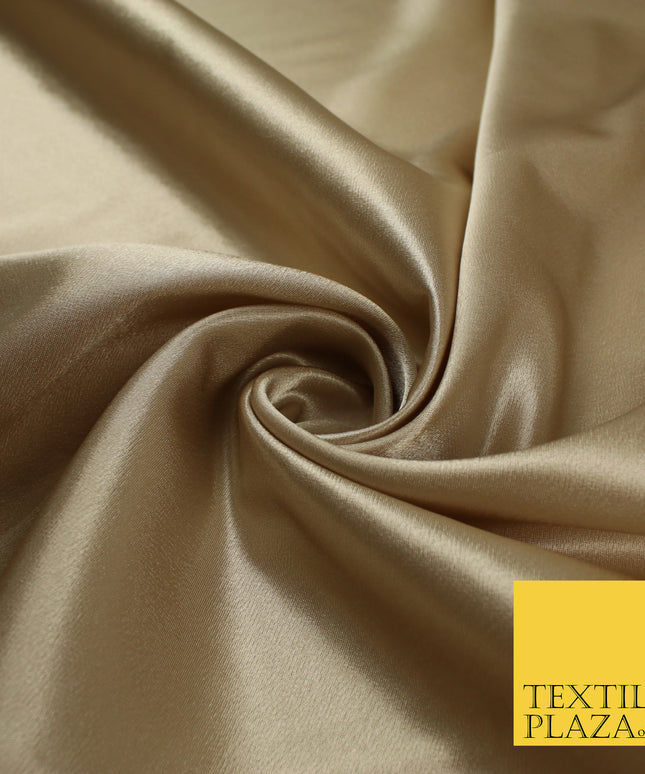 LIGHT GOLD Plain Solid Crepe Back Satin Fabric Material Dress Bridal 58" 9109