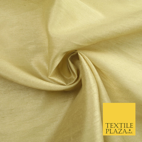 LIGHT BEIGE GOLD Plain Dyed Faux Dupion Raw Silk Polyester Dress Fabric Material 7912