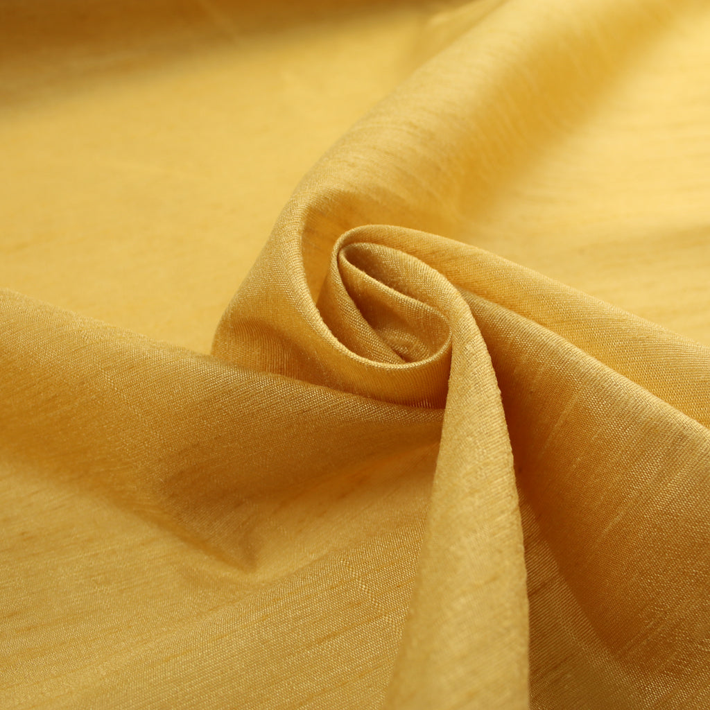 WARM GOLD Plain Dyed Faux Dupion Raw Silk Polyester Dress Fabric Material 7915