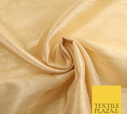 CREAMY GOLD  Plain Dyed Faux Dupion Raw Silk Polyester Dress Fabric Material 7916