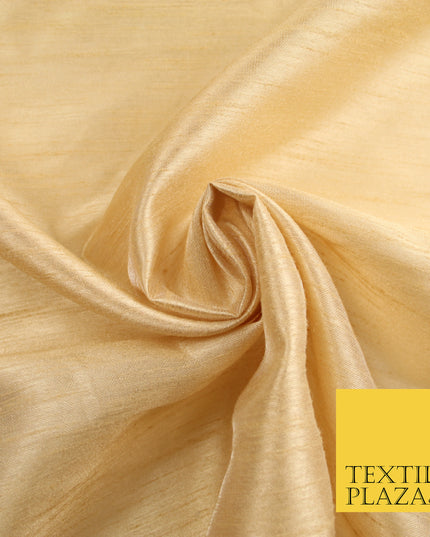CREAMY GOLD  Plain Dyed Faux Dupion Raw Silk Polyester Dress Fabric Material 7916