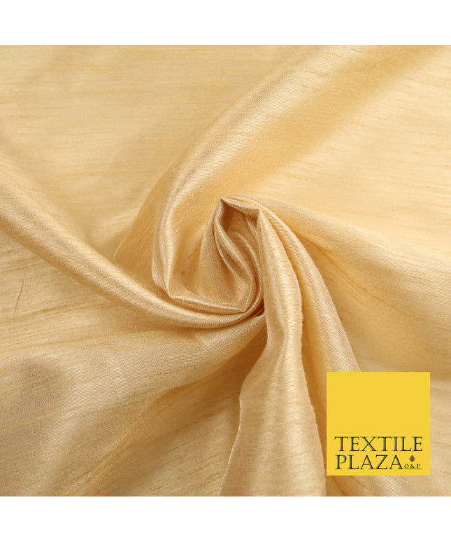 CREAMY GOLD  Plain Dyed Faux Dupion Raw Silk Polyester Dress Fabric Material 7916