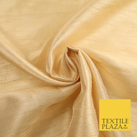 CREAMY GOLD  Plain Dyed Faux Dupion Raw Silk Polyester Dress Fabric Material 7916