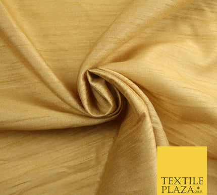 CARAMEL GOLD  Plain Dyed Faux Dupion Raw Silk Polyester Dress Fabric Material 7917