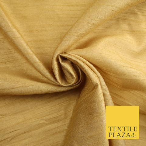 CARAMEL GOLD  Plain Dyed Faux Dupion Raw Silk Polyester Dress Fabric Material 7917