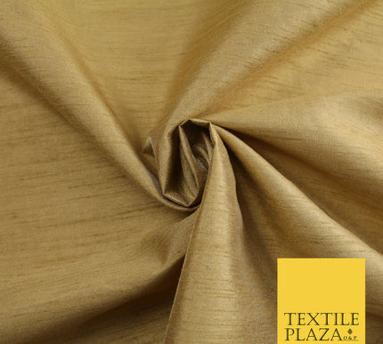 DARK GOLD  Plain Dyed Faux Dupion Raw Silk Polyester Dress Fabric Material 7918