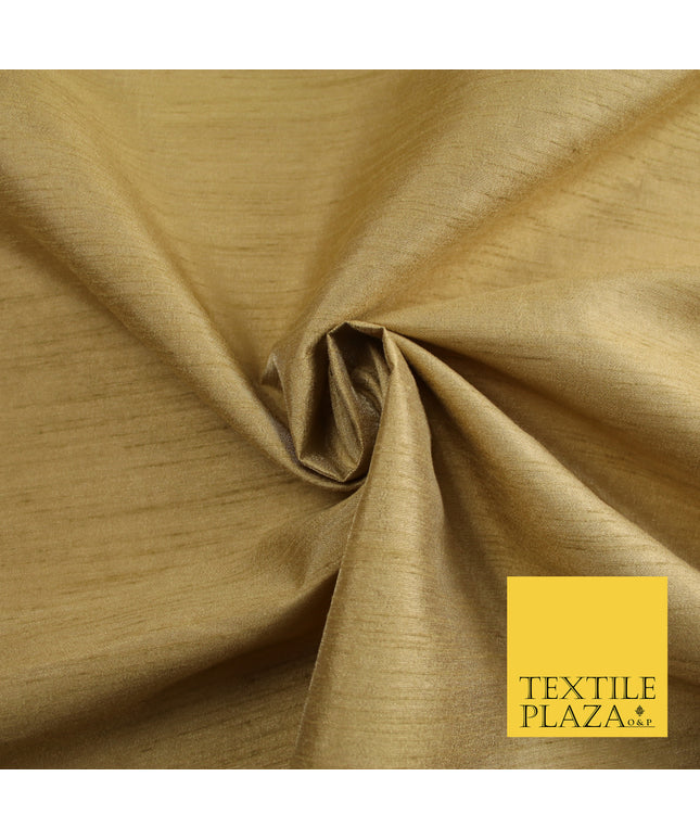 DARK GOLD  Plain Dyed Faux Dupion Raw Silk Polyester Dress Fabric Material 7918