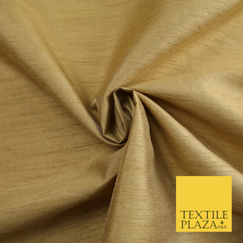 DARK GOLD  Plain Dyed Faux Dupion Raw Silk Polyester Dress Fabric Material 7918